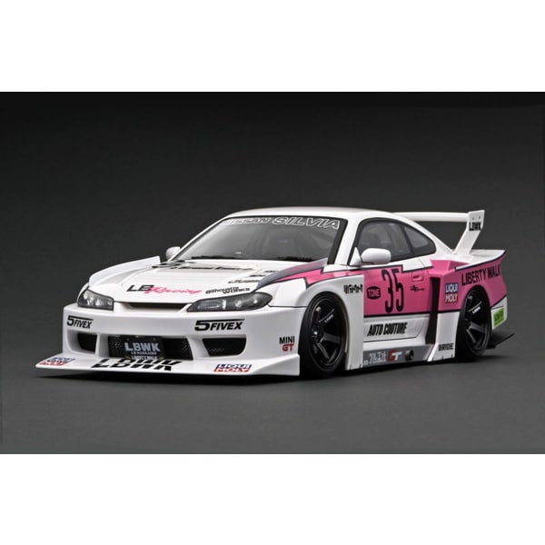 Ignition Model IG2921 1/18 LB Super Silhouette S15 Silvia White/Pink [Resin Model Car] - image 1