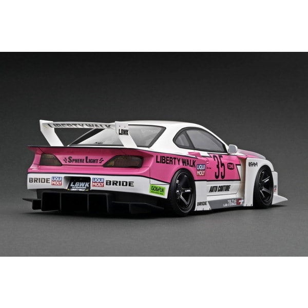 Ignition Model IG2921 1/18 LB Super Silhouette S15 Silvia White/Pink [Resin Model Car] - image 2