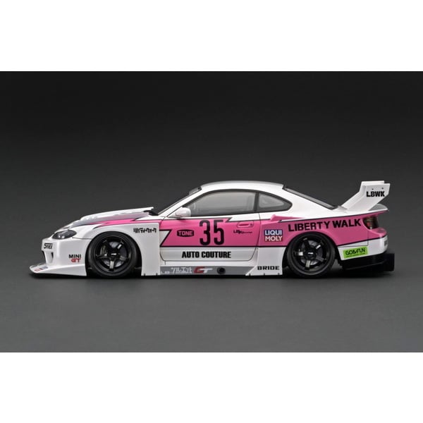 Ignition Model IG2921 1/18 LB Super Silhouette S15 Silvia White/Pink [Resin Model Car] - image 3