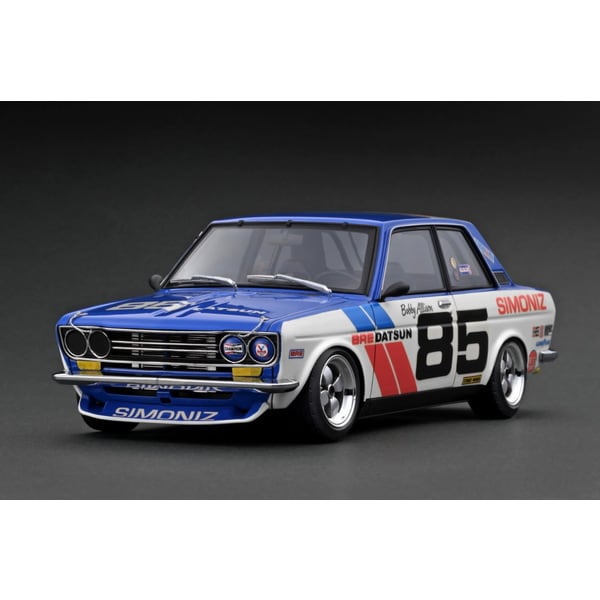 Ignition Model IG3309 1/18 Datsun Bluebird 510 White/Blue #85 [Resin Model Car] - image 1