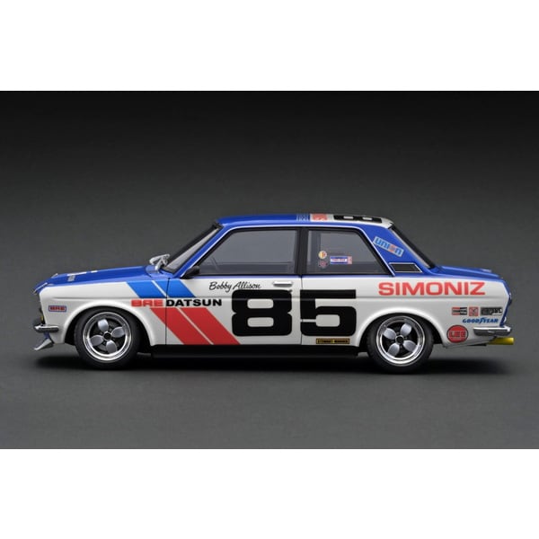Ignition Model IG3309 1/18 Datsun Bluebird 510 White/Blue #85 [Resin Model Car] - image 3