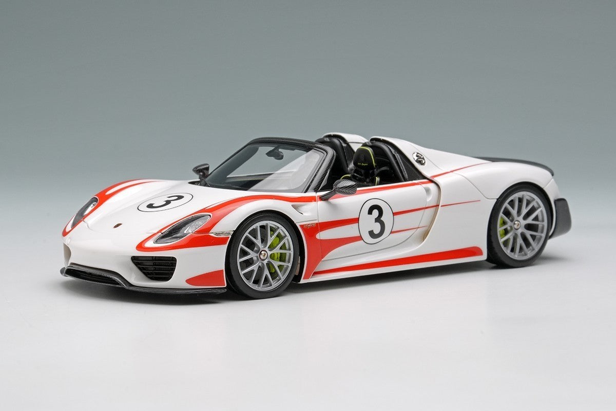 EIDOLON EM569F 1/43 Porsche 918 Spyder Weissach Package 2011 White Red Stripe