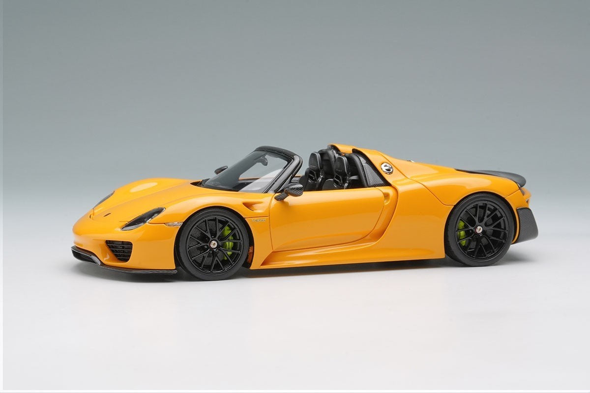 EIDOLON EM569J 1/43 Porsche 918 Spyder Weissach Package 2011 Signal Yellow Resin