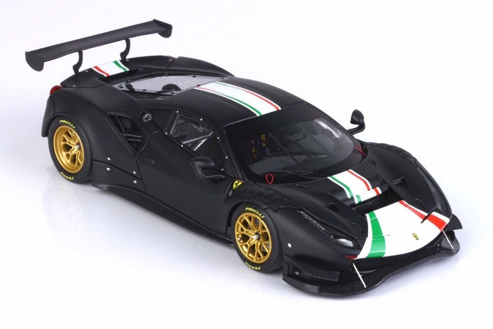 BBR BBRC255MB 1/43 Ferrari 488 GT Modificata Matt Black Italian Stripes 24pcs