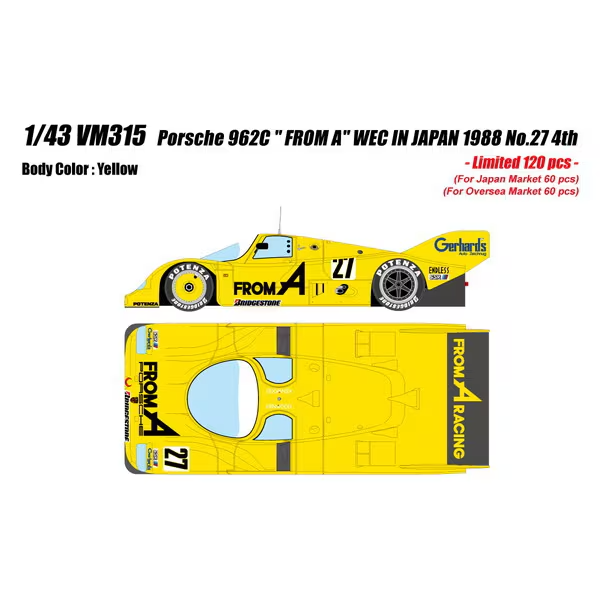 Make Up VISION VM315 1/43 Porsche 962C “FROM A” WEC in Japan 1988 No. 27