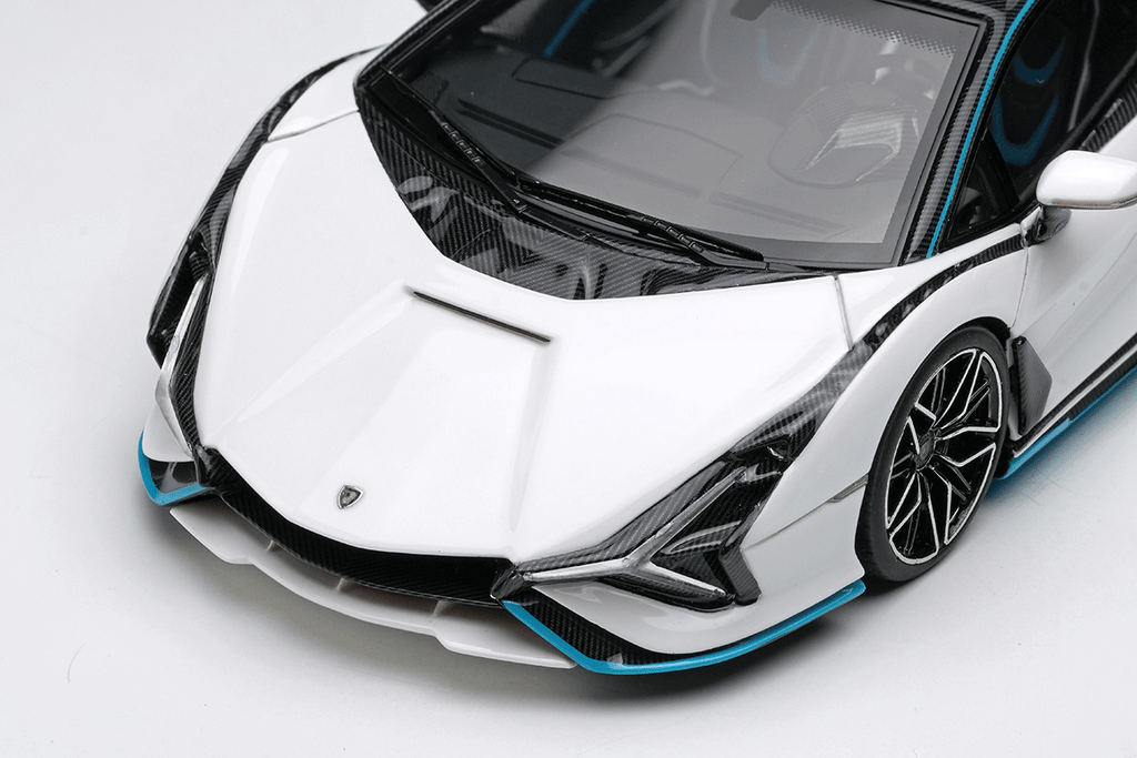 EIDOLON EM675A 1/43 Lamborghini Sian FKP37 2019 with Stripe White/Visible Carbon