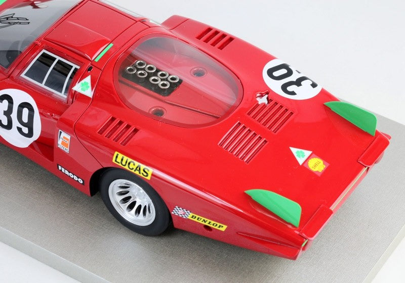 Tecno Model TM18-08C 1/18 Alfa Romeo 33/2 Coda Lunga 1968 Red #39 Le Mans 24h