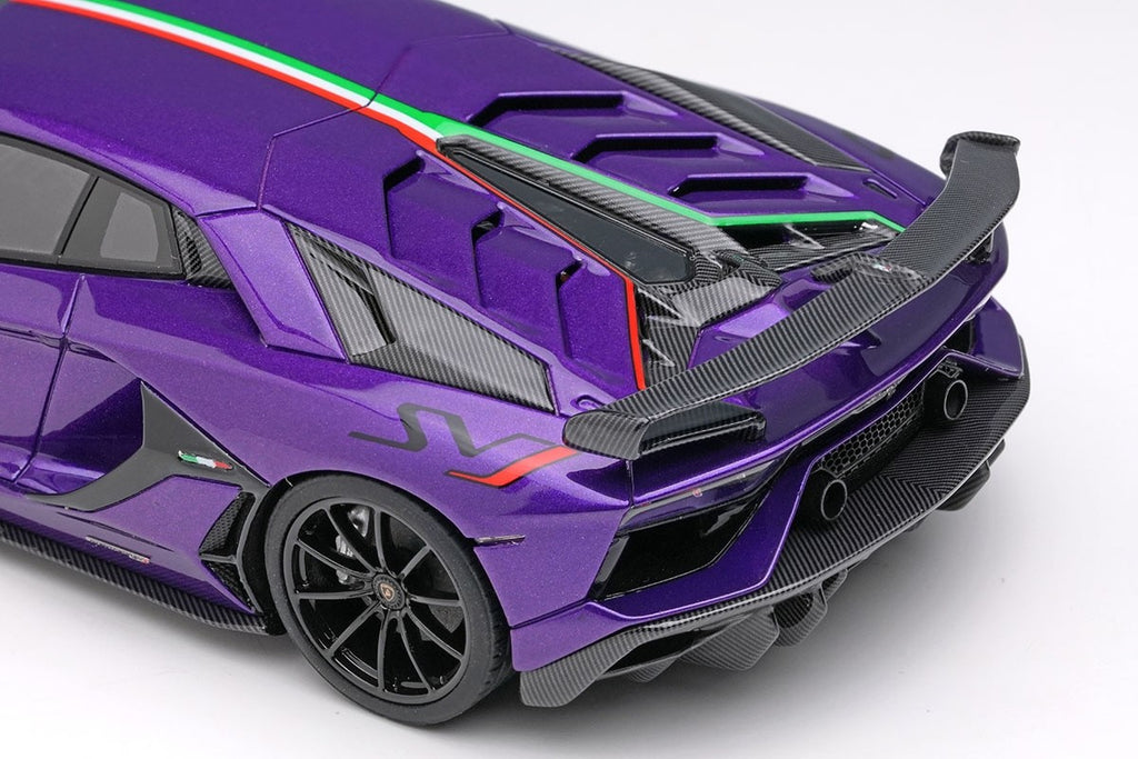 EIDOLON EM513G 1/43 Lamborghini Aventador SVJ 2018 Viola Pasifae Italian Stripe