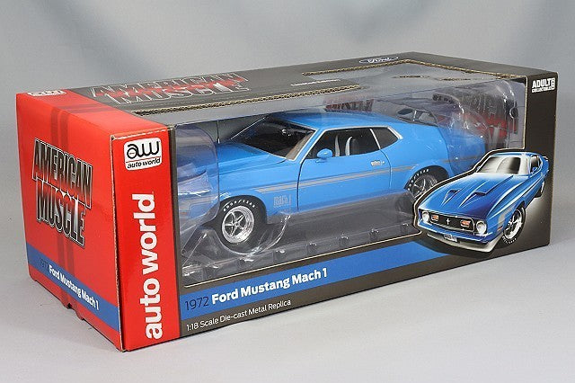 American Muscle KS-AMM1314 1/18 Ford Mustang Mach 1 1972 Blue Diecast