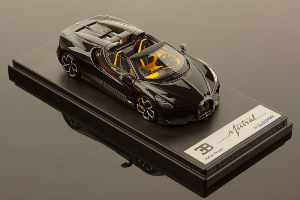 Looksmart LS544A 1/43 Bugatti W16 Mistral 2023 Black Roadster Resin