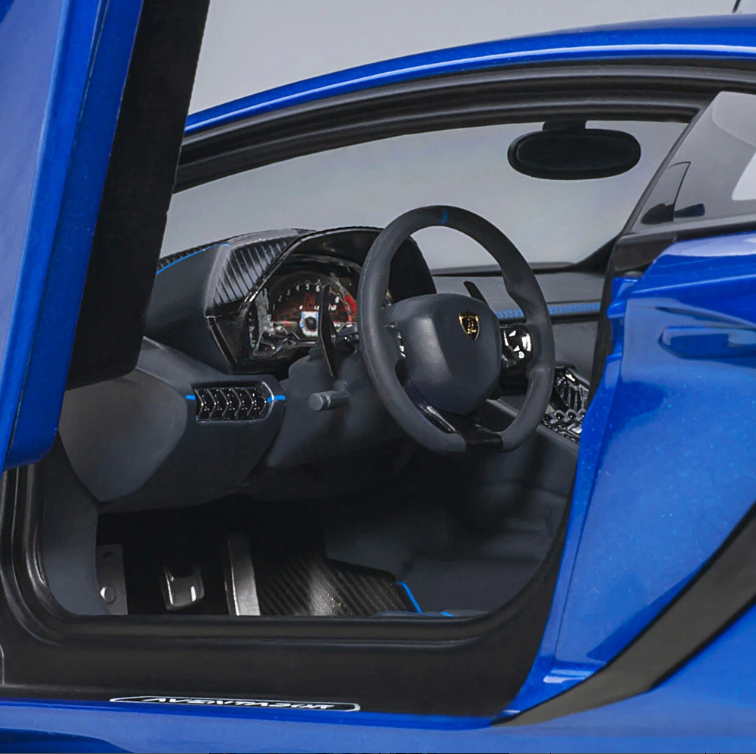 AUTOart 1/18 Lamborghini Aventador SVJ Metallic Blue Resin Model Car 79174