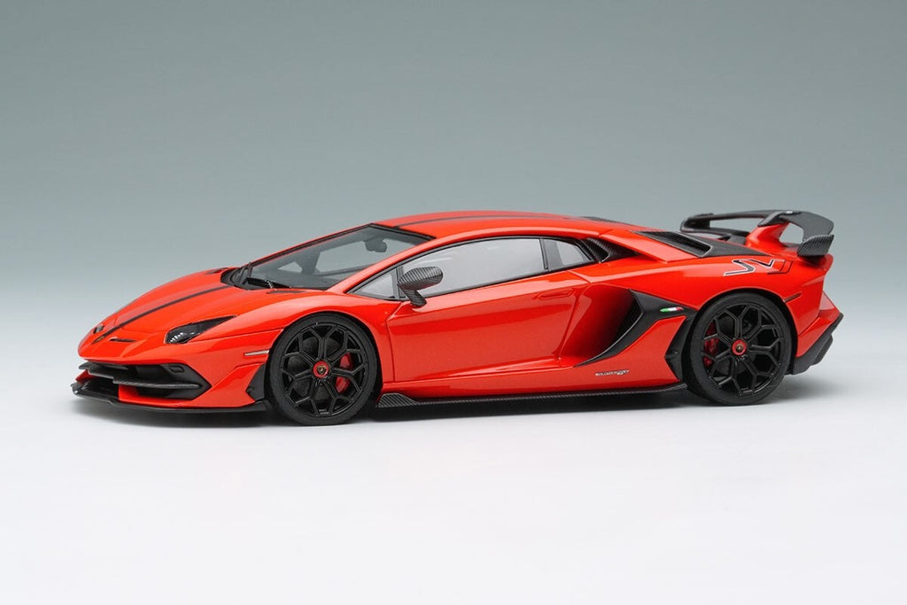 EIDOLON EM438L 1/43 Lamborghini Aventador SVJ 2018 Rosso Mars Black Stripe