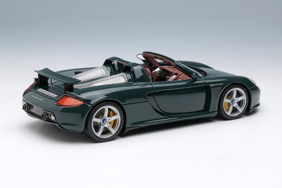 EIDOLON EM567E 1/43 Porsche Carrera GT 2004 British Racing Green Rear Wing Up