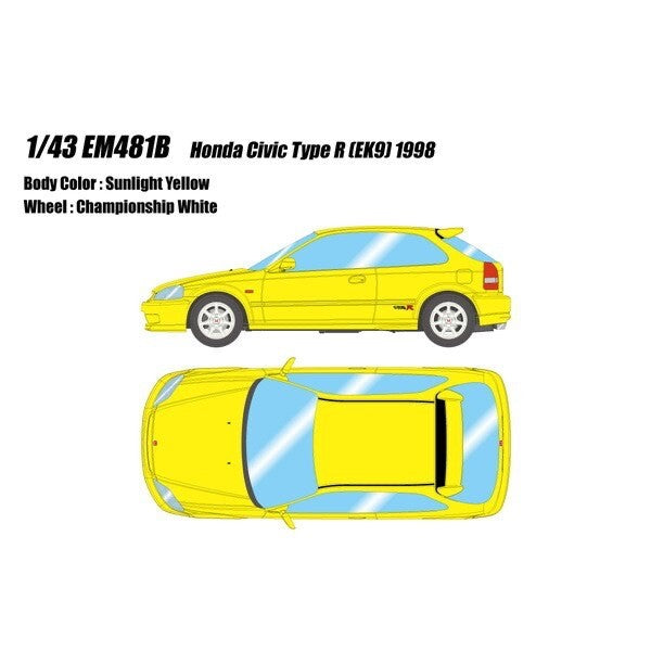 Make Up Eidolon EM481B 1/43 Honda Civic Type R EK9 1998 Sunlight Yellow