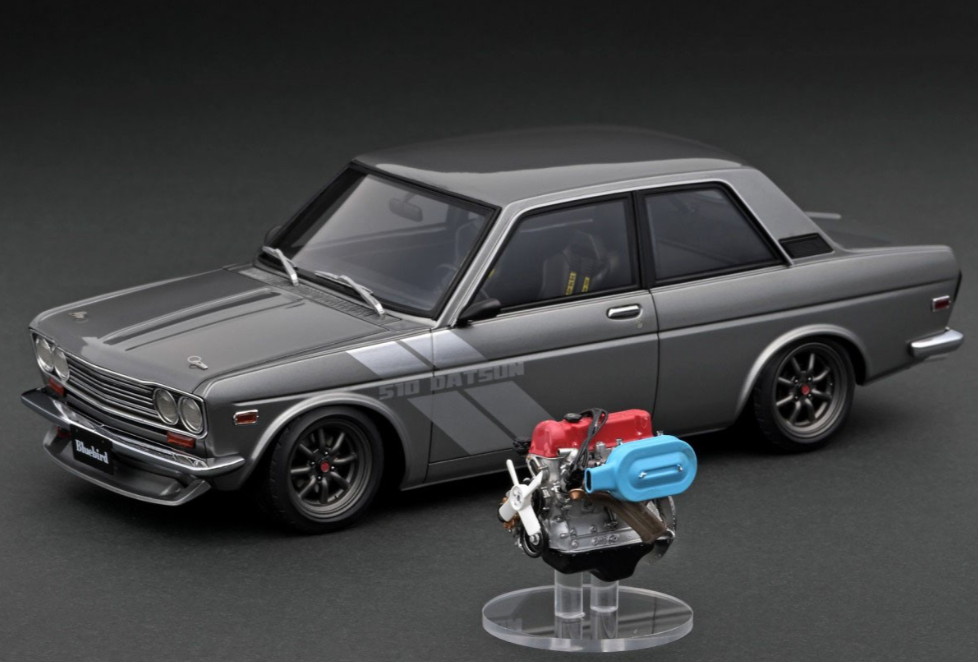 Ignition Model IG3310 1/18 Datsun Bluebird 510 Gun Metallic With Engine Resin
