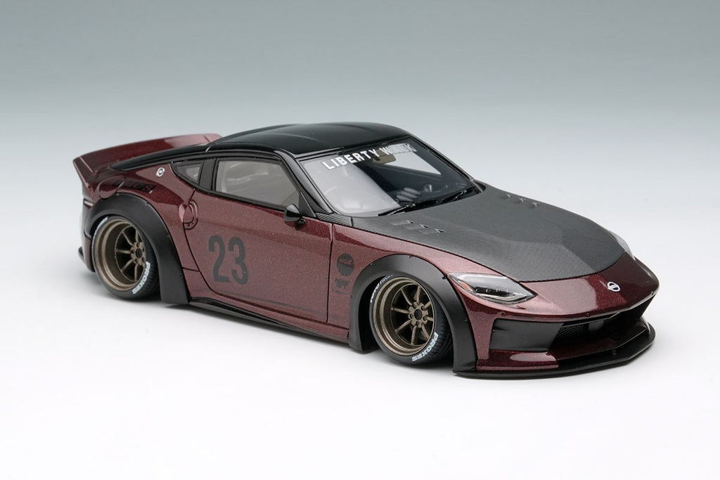 Make Up EIDOLON LB023E 1/43 Nissan Z RZ34 Burgundy Watanabe 8-Spoke Wheels