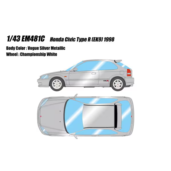 Make Up Eidolon EM481C 1/43 Honda Civic Type R EK9 1998 Vogue Silver Metallic