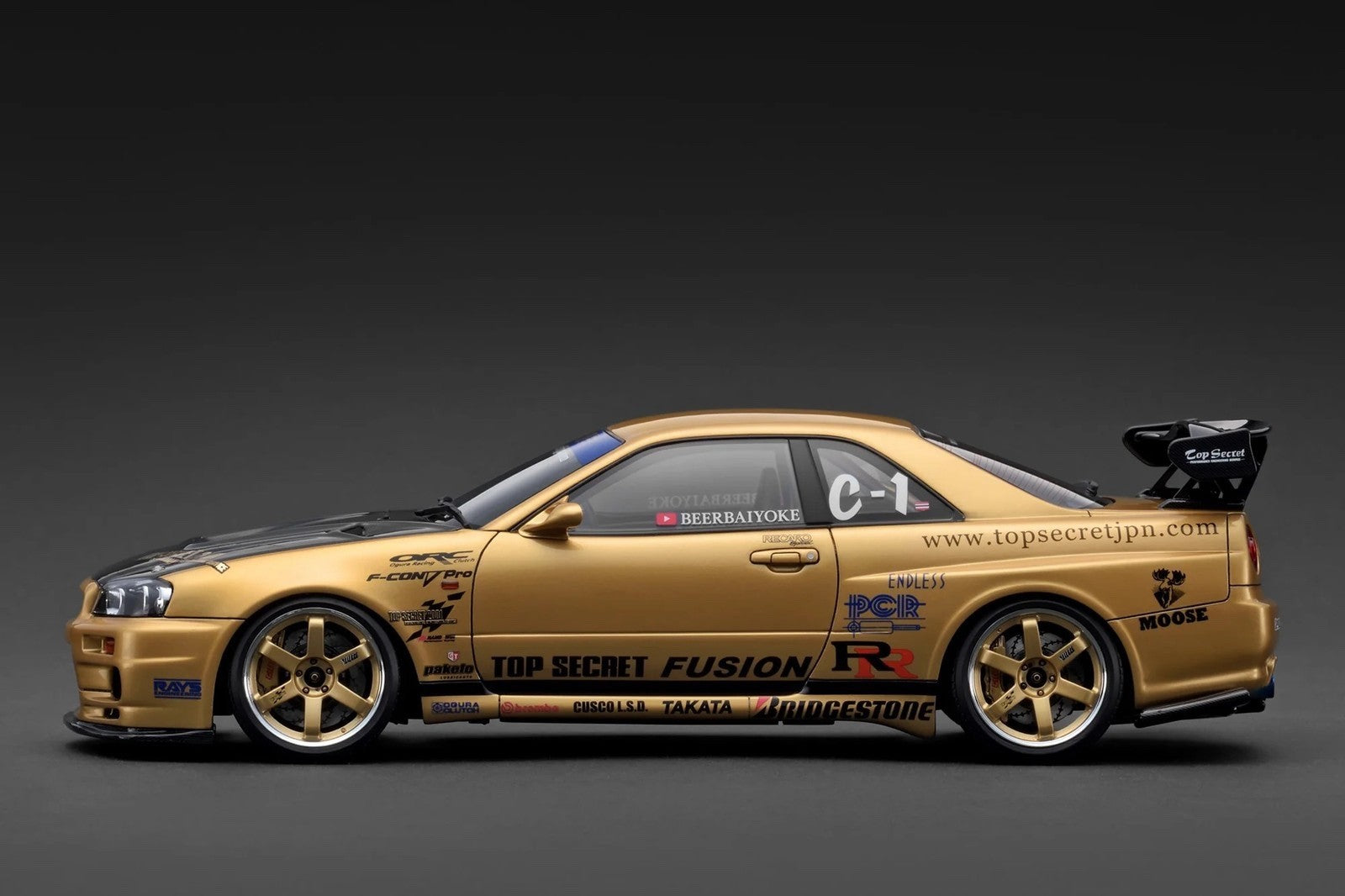Ignition Model IG3847 1/18 TOP SECRET Thailand 34GT-R BNR34 Gold