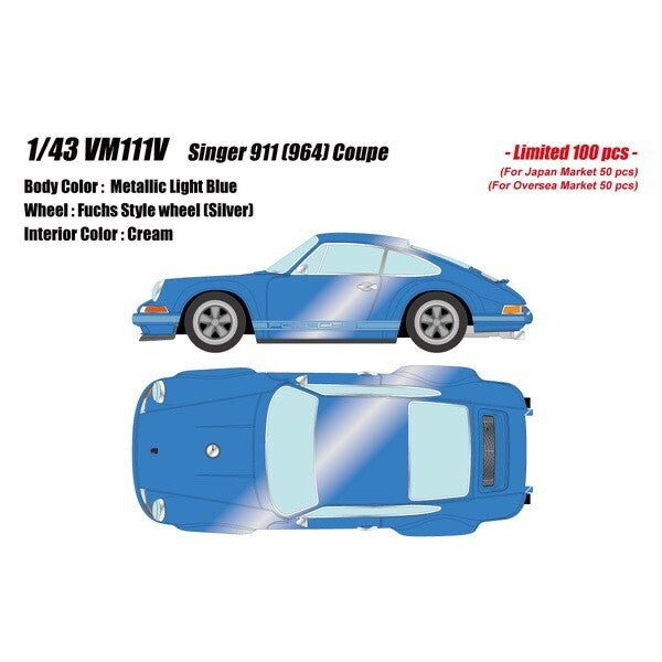 Make Up VISION VM111V 1/43 Singer 911 (964) Coupe – Light Blue Metallic