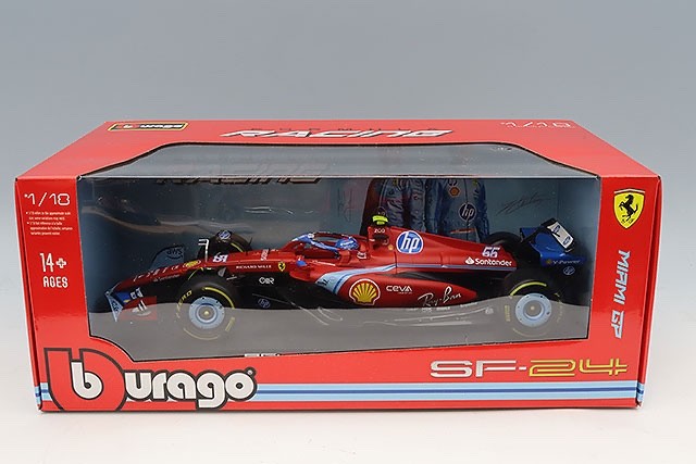 Bburago K18-16815SMIA 1/18 Ferrari SF-24 #55 Sainz Miami GP 2024 F1 Red Diecast