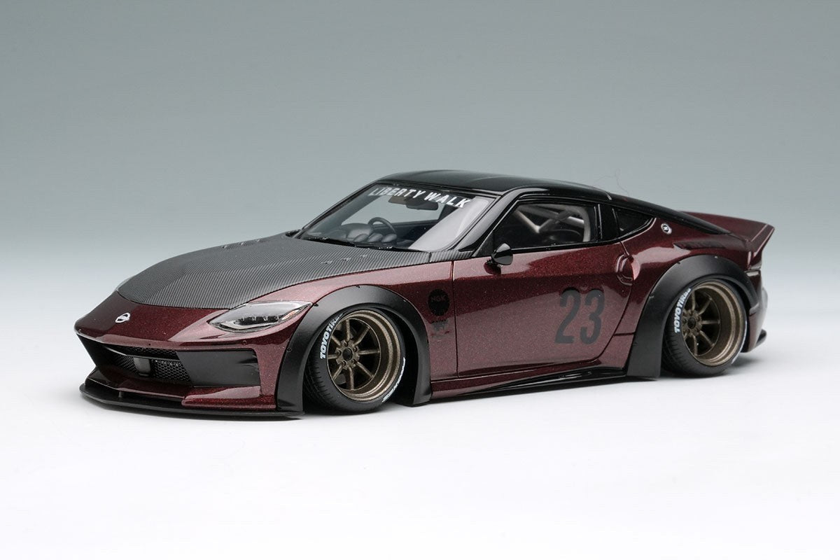 Make Up EIDOLON LB023E 1/43 Nissan Z RZ34 Burgundy Watanabe 8-Spoke Wheels