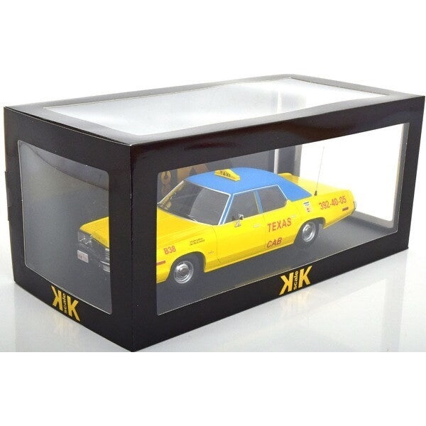 KK Scale KKDC181126 1/18 Dodge Monaco 1974 Texas Taxi Yellow/Blue Diecast