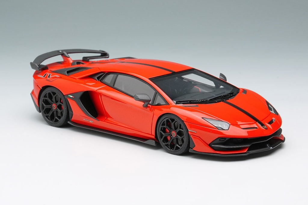 EIDOLON EM438L 1/43 Lamborghini Aventador SVJ 2018 Rosso Mars Black Stripe