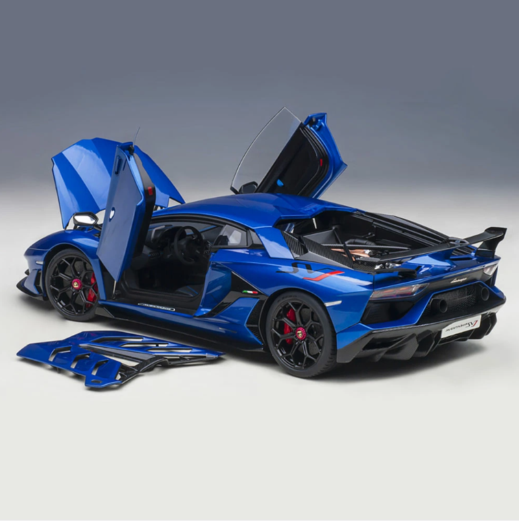 AUTOart 1/18 Lamborghini Aventador SVJ Metallic Blue Resin Model Car 79174
