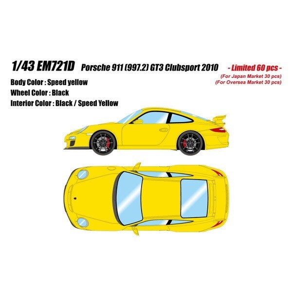 Make Up Eidolon EM721D 1/43 Porsche 911 997.2 GT3 Clubsport 2010 Speed Yellow