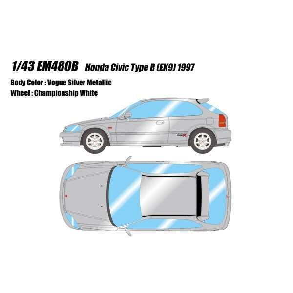 Make Up EIDOLON EM480B 1/43 Honda Civic Type R EK9 1997 Vogue Silver Metallic
