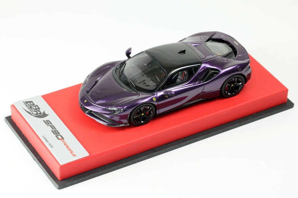 BBR RACE43-132 1/43 Ferrari SF90 Stradale Violet Red Leather Base Ltd 20pcs