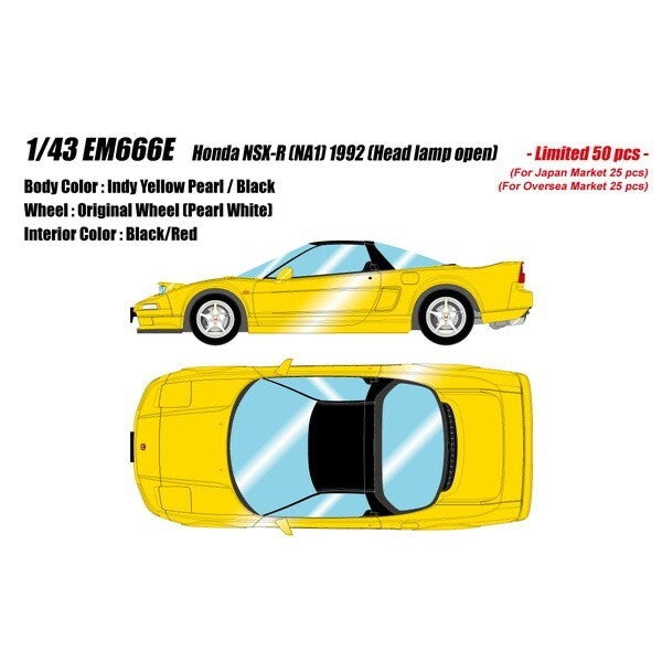 Make Up EIDOLON EM666E 1/43 Honda NSX-R NA1 1992 Headlamp Open Indy Yellow Pearl