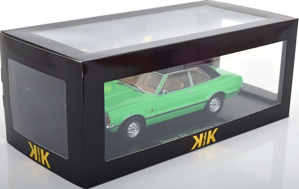KK Scale KKDC180971 1/18 Ford Taunus GXL Sedan 1971 Light Green/Black Diecast