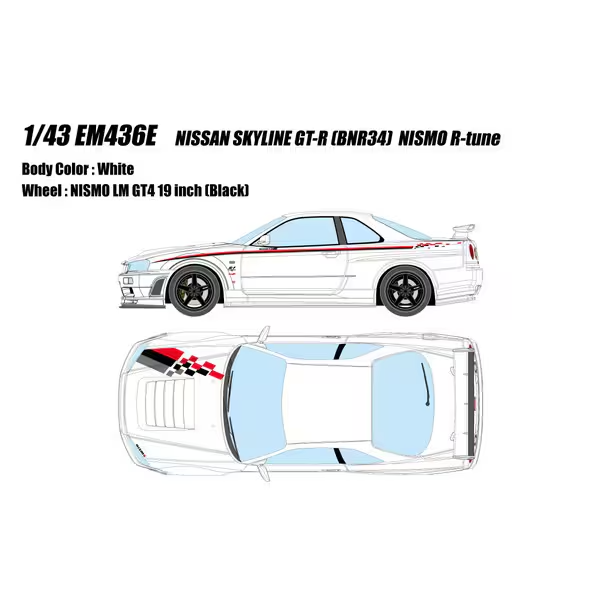 Make Up EIDOLON EM436E 1/43 Nissan Skyline GT-R BNR34 NISMO R-tune White