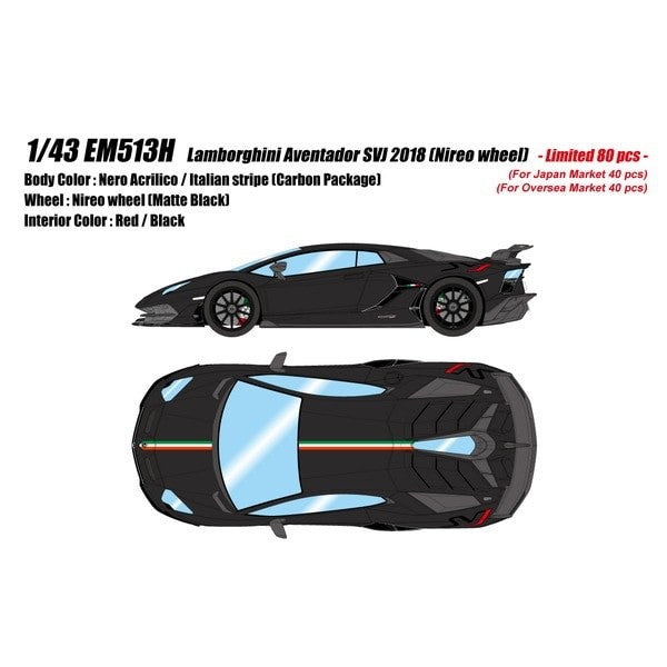 Make Up EIDOLON EM513H 1/43 Lamborghini Aventador SVJ 2018 Nero Acrylic Stripe