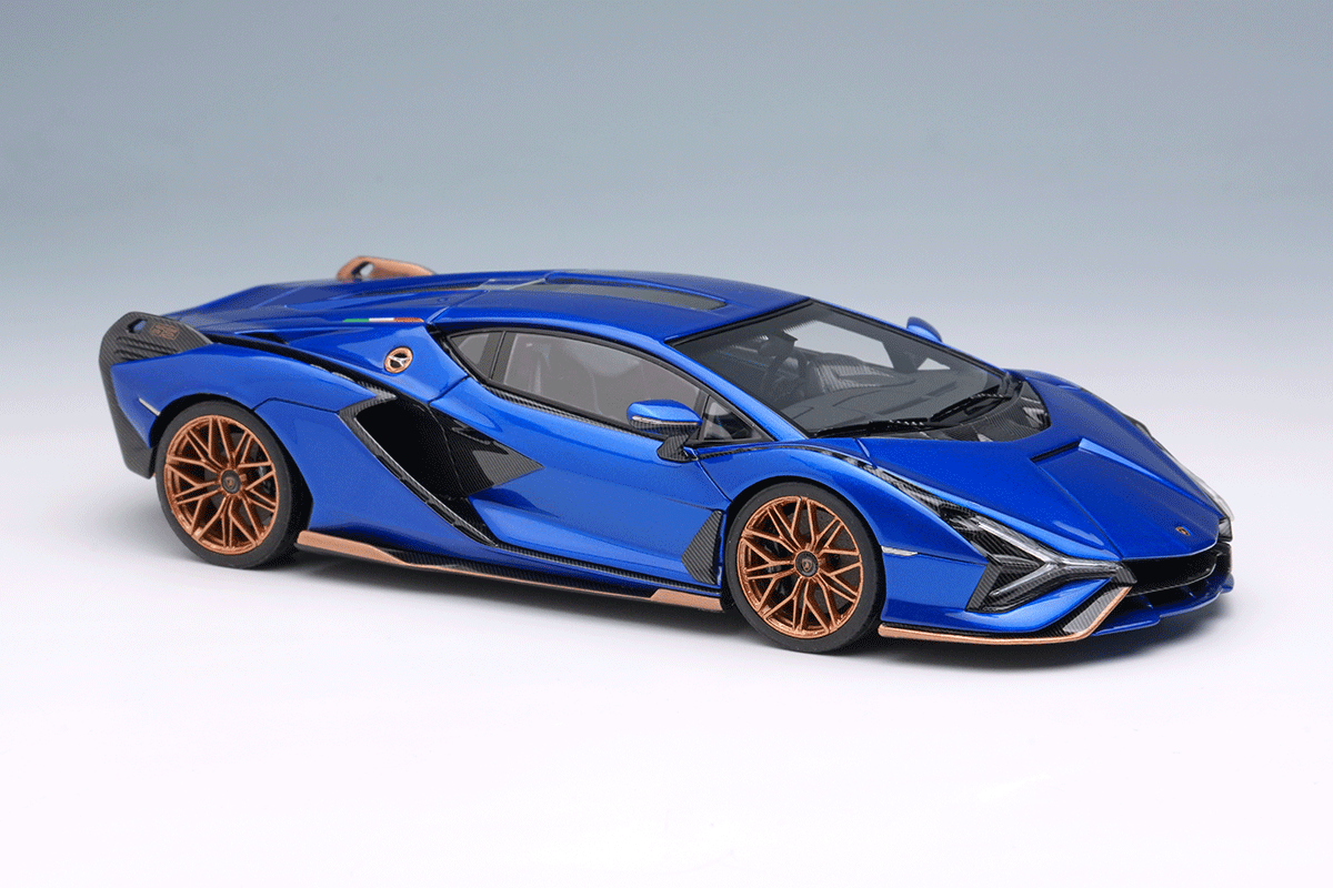 Make up EIDOLON EM675B 1/43 Lamborghini Sián FKP37 2019 with Stripe Blue Limited