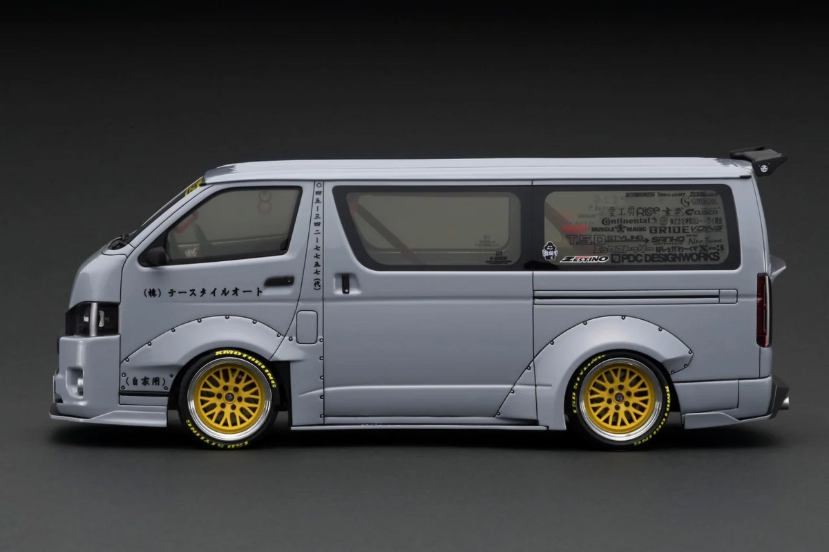 Ignition Model IG3120 1/18 T.S.D WORKS Toyota Hiace Wide Body Gray Resin