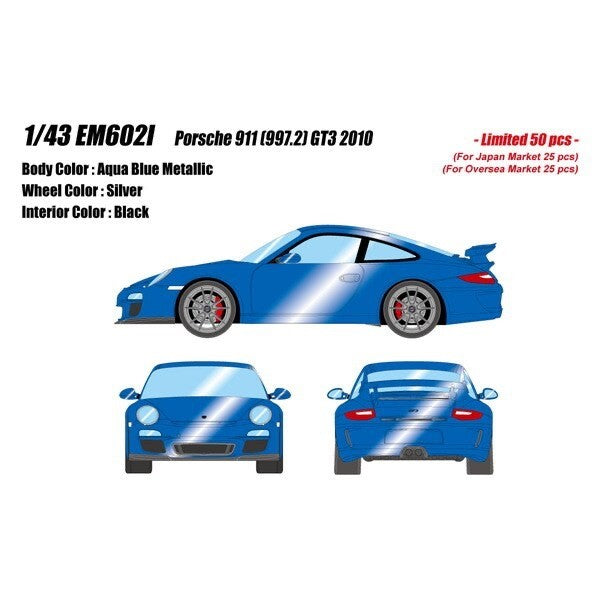 Make Up Eidolon EM602I 1/43 Porsche 911 997.2 GT3 2010 Aqua Blue Metallic