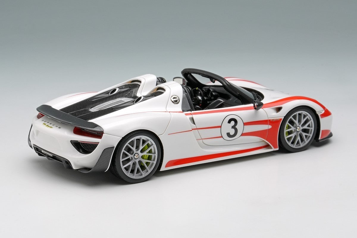 EIDOLON EM569F 1/43 Porsche 918 Spyder Weissach Package 2011 White Red Stripe