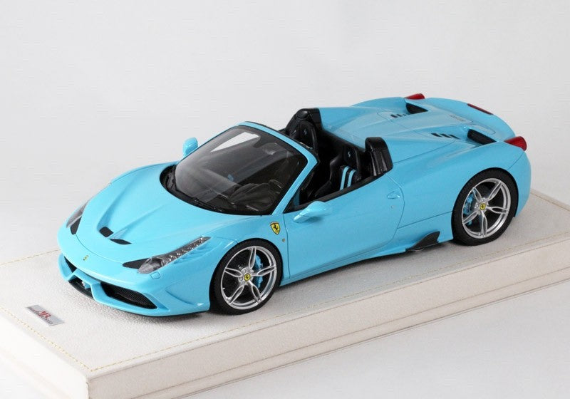 MR Collection FE12 1/18 Ferrari 458 Speciale A 2014 Baby Blue Resin with Case