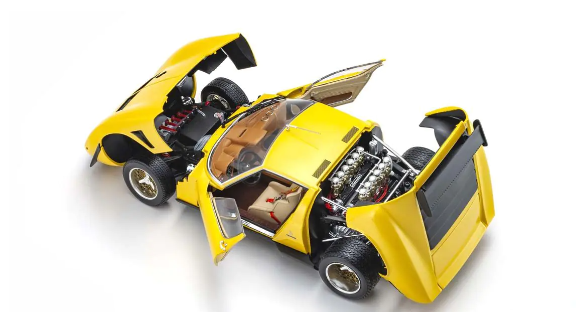 Kyosho KS08319GY 1/18 Lamborghini Miura SVR Yellow Black Diecast Model Car