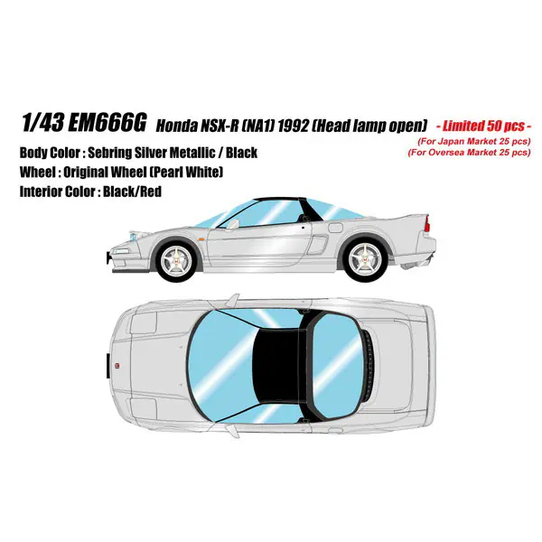 Make Up Eidolon EM666G 1/43 Honda NSX-R NA1 1992 Head Lamp Open Sebring Silver
