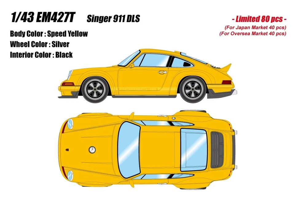 EIDOLON EM427T 1/43 Singer Porsche 911 DLS Restomod Speed Yellow