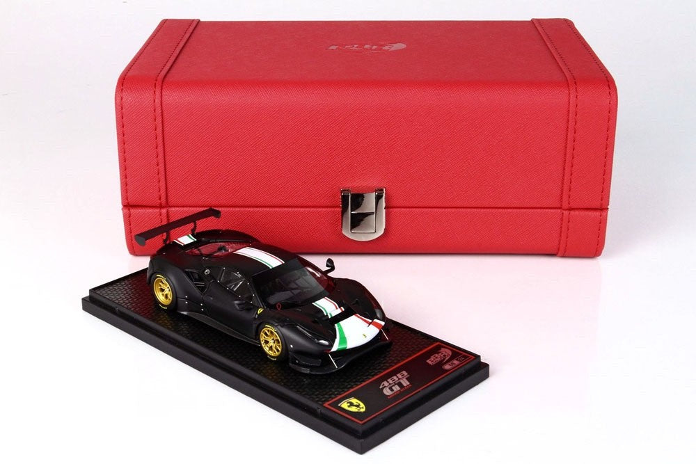 BBR BBRC255MB 1/43 Ferrari 488 GT Modificata Matt Black Italian Stripes 24pcs