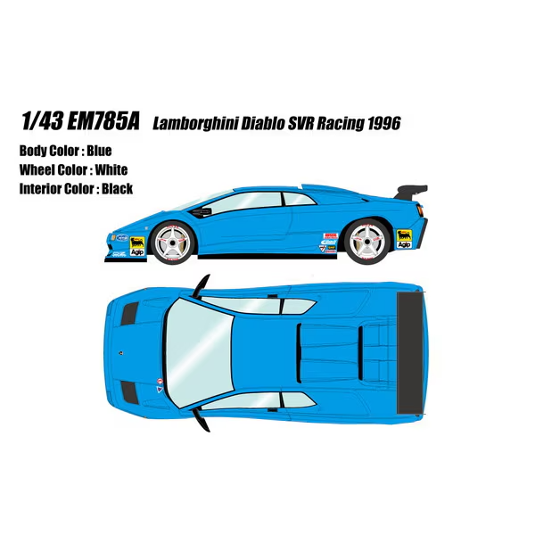EIDOLON EM785A 1/43 Lamborghini Diablo SVR Racing 1996 Blue with White Wheels