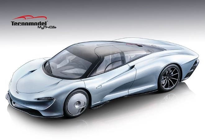 Tecno Model T18-EX08A 1/18 McLaren Speedtail 2019 Ice Silver Geneva Show Resin