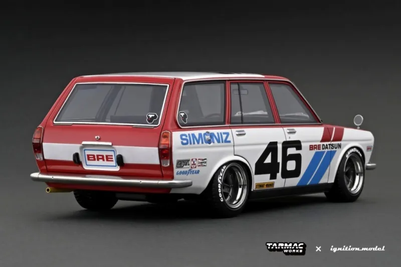 Ignition Model x Tarmac Works IG3063 1/18 BRE Datsun 510 Wagon Red/White