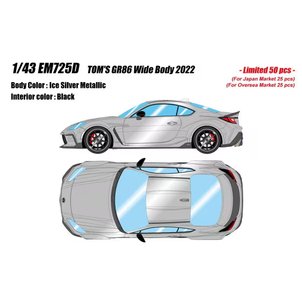 Make Up EIDOLON EM725D 1/43 TOMʼS GR86 Wide Body 2022 Ice Silver Metallic(Resin)