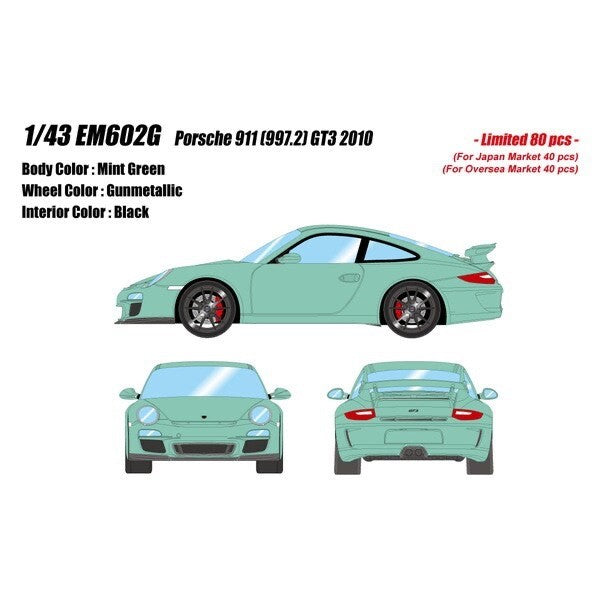 Make Up Eidolon EM602G 1/43 Porsche 911 (997.2) GT3 2010 Mint Green (Resin)