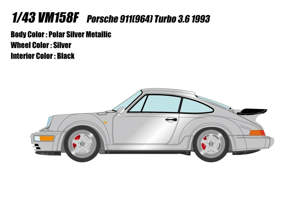 Make Up VISION VM158F 1/43 Porsche 911 964 Turbo 3.6 1993 Silver Resin